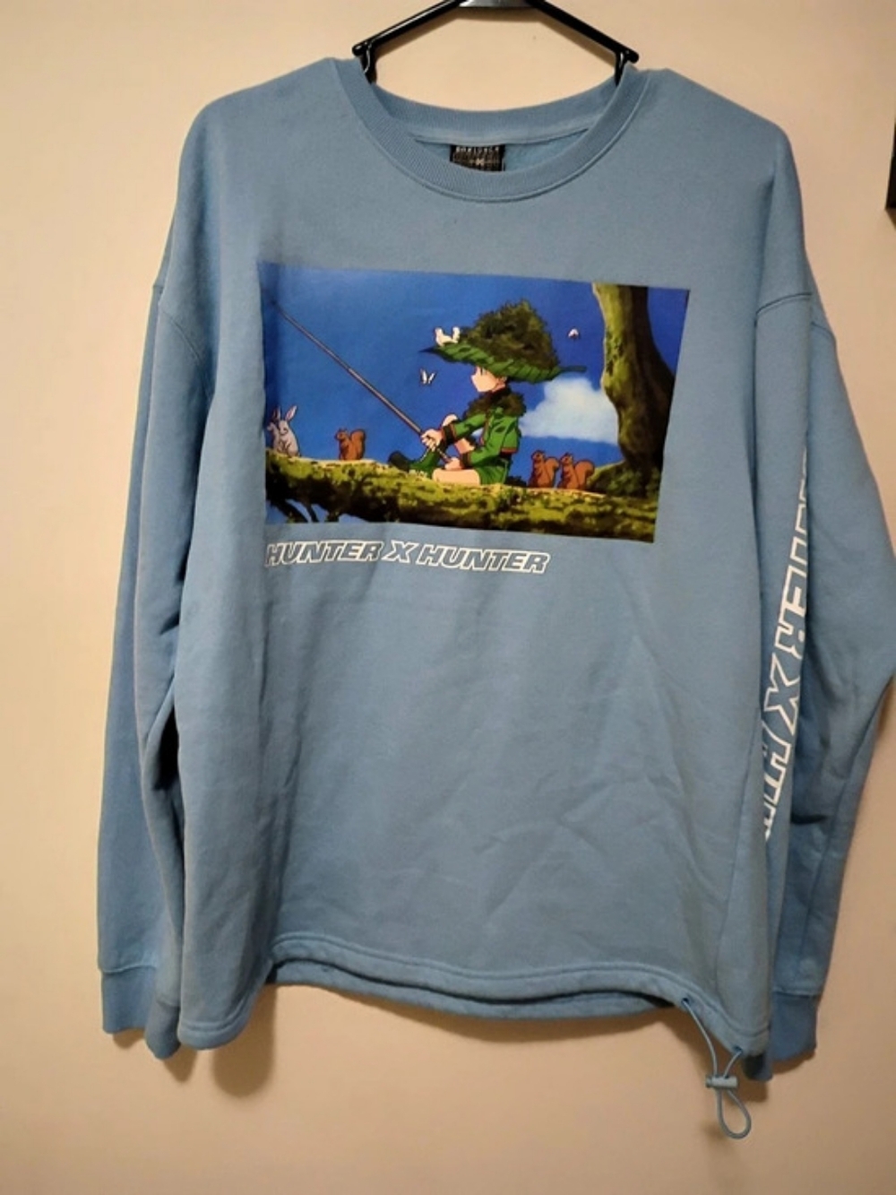 BoxLunch Hunter x Hunter Gon Fishing Light Blue Crewneck Sweatshirt Gon Fishing